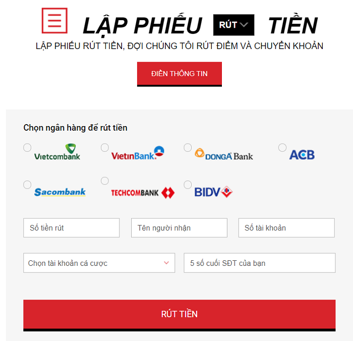 Rút tiền nhanh chóng, tiện lợi
