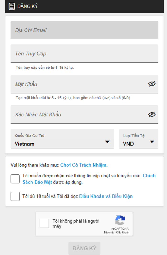 Đăng ký tài khoản dễ dàng