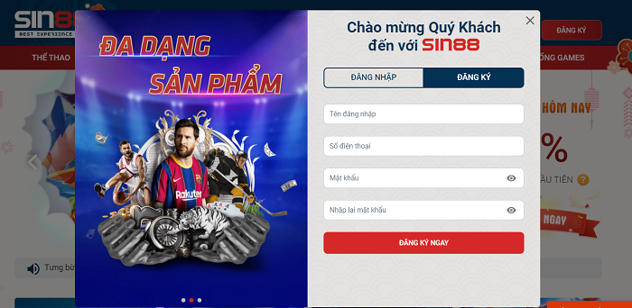 Đăng ký tài khoản Sin88 dễ dàng