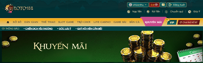 Khuyến mãi tại Loto188