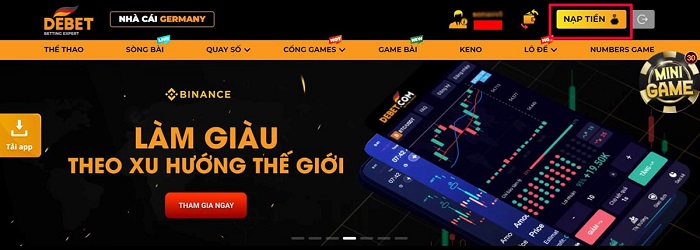 Nạp tiền trên Debet