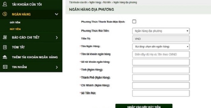 Rút tiền về tài khoản cá nhân