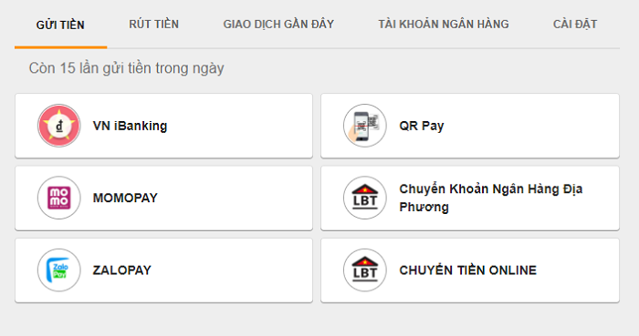 Các hình thức nạp tiền vài tài khoản cá cược