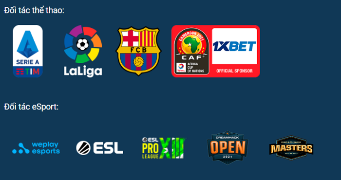 Các đối tác nổi tiếng của 1xbet