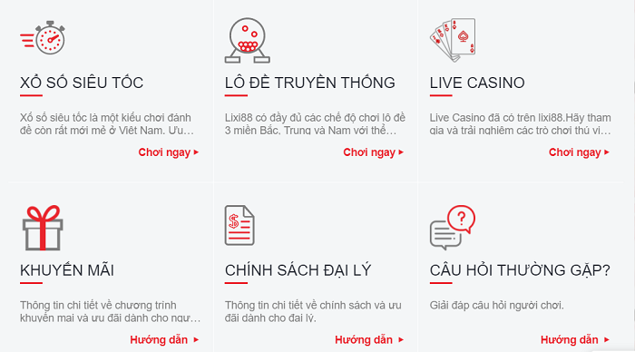 Sản phẩm đa dạng tại Lixi88