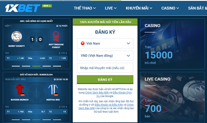 Đăng ký tài khoản 1xbet