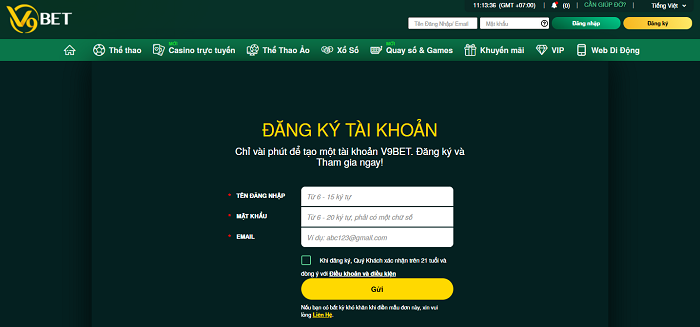 Cách mở tài khoản tại V9bet