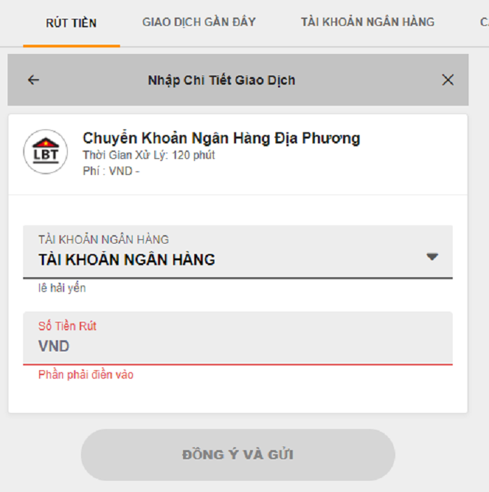 Hướng dẫn rút tiền về tài khoản