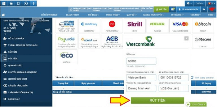1xbet hỗ trợ người chơi rút tiền dễ dàng, an toàn