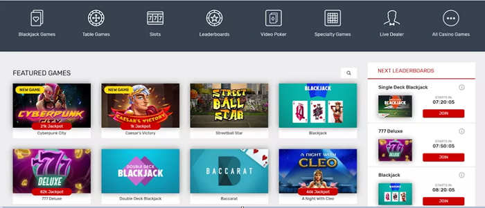 Danh mục trò chơi đa dạng tại Bovada
