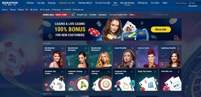 Tham gia các trò chơi hấp dẫn tại Marathonbet