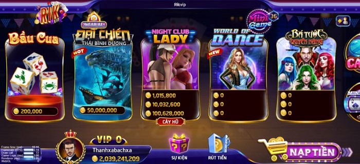 Các trò chơi đẳng cấp tại Rik Vip